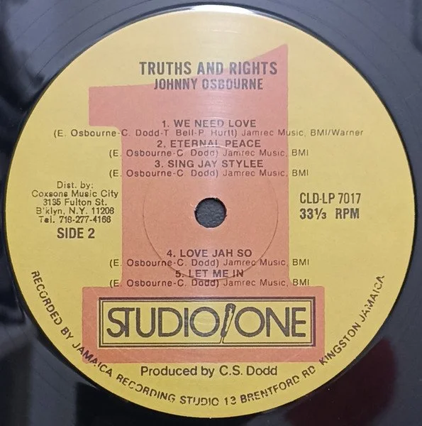 ジャマイカLP Johnny Osbourne Truths And Rights SOLP0132 Studio One /00260 Johnny Osbourne – Truths And Rights – Vinyl (LP, Album), 1979